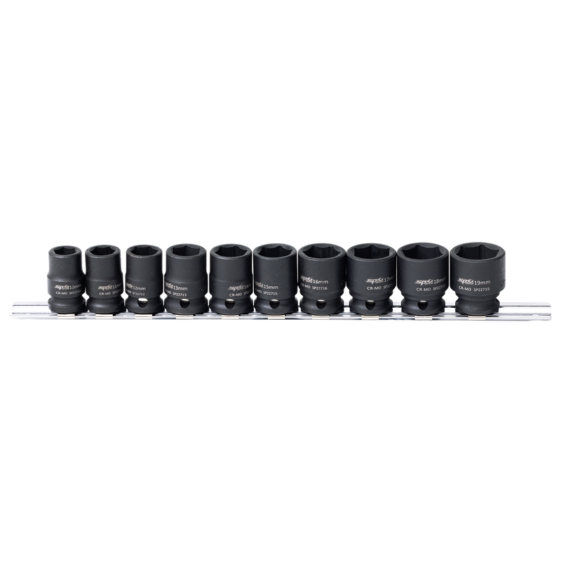 SP Tools 3/8" Drive Impact Socket Rail Set - Metric Only - 6pt - 10pc