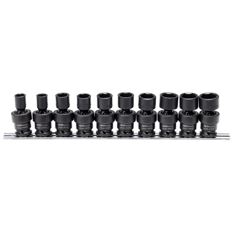 SP Tools Socket Set Impact Swivel 10pc Metric 3/8Dr 6Pt