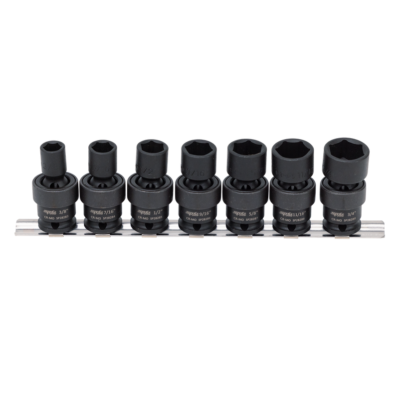 SP Tools Socket Set Impact Swivel 7pc SAE 3/8Dr 6Pt