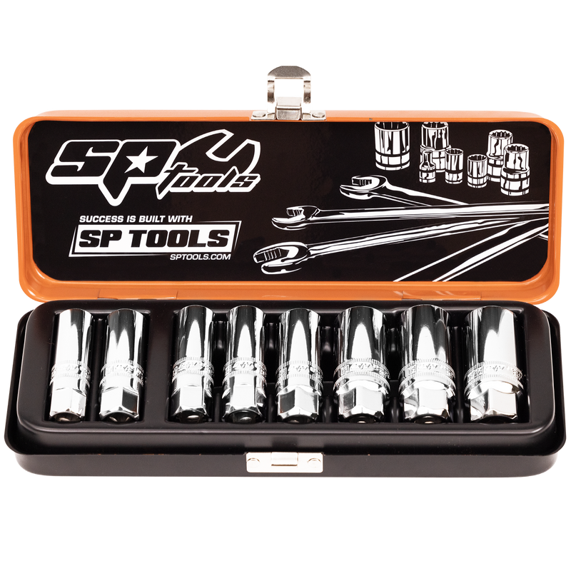 SP Tools 3/8" Drive Spark Plug Socket Set - Magnetic - Metric/SAE - 6 & 12pt - 8pc