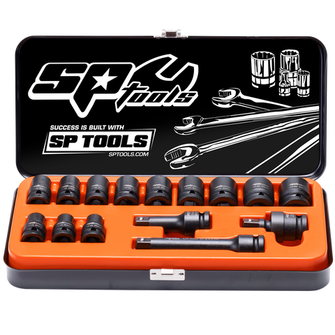 SP Tools 1/2" Drive Impact Socket Set - Metric Only - 6pt - 15pc