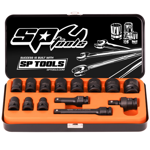 SP Tools 1/2" Drive Impact Socket Set - SAE Only - 6pt - 14pc