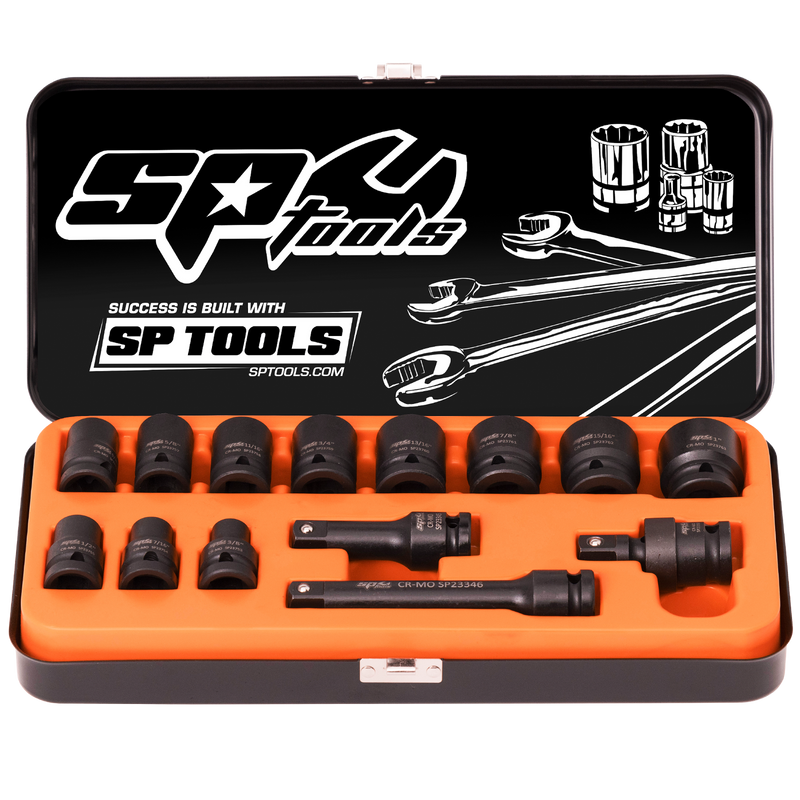 SP Tools 1/2" Drive Impact Socket Set - SAE Only - 6pt - 14pc