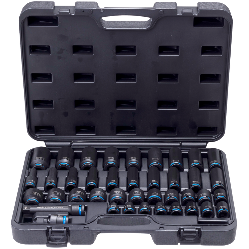 SP Tools 1/2" Drive Impact Socket Set - Standard & Deep - Metric Only - Colour Coded - 6pt - 40pc