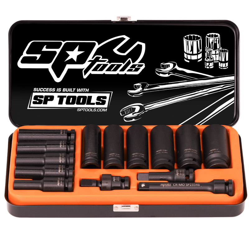 SP Tools 1/2" Drive Impact Socket Set - Deep - SAE Only - 6pt - 14pc