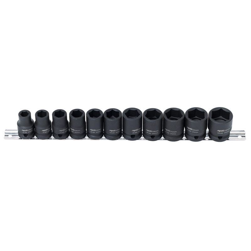 SP Tools 1/2" Drive Impact Socket Rail Set - Metric Only - 6pt - 11pc