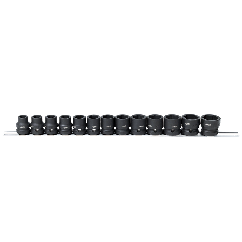 SP Tools 1/2" Drive Impact Socket Rail Set - Stubby - Metric Only - 6pt - 12pc