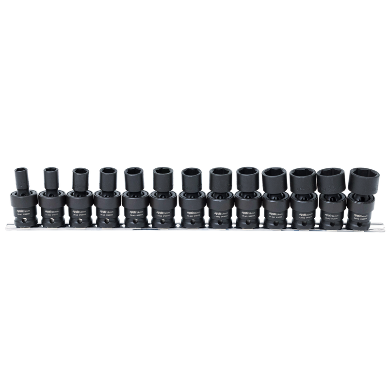 SP Tools 1/2" Drive Impact Socket Rail Set - Swivel - Metric Only - 6pt - 13pc