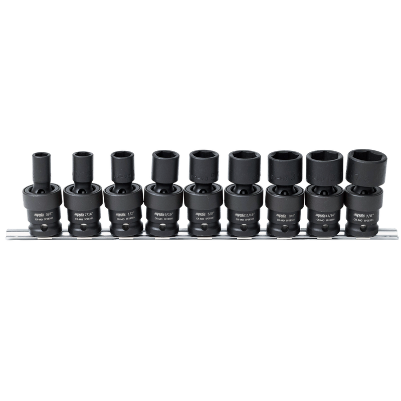 SP Tools Socket Set Impact Swivel 9pc SAE 1/2 Dr 6Pt
