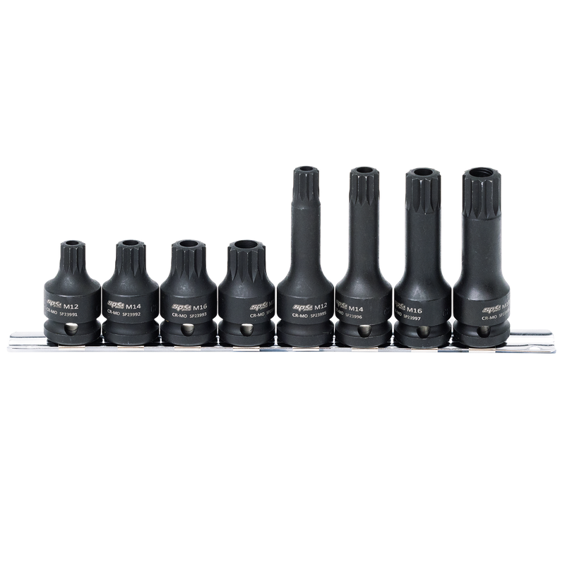 SP Tools 1/2" Drive Impact Socket Rail Set - Tamper Spline - 8pc