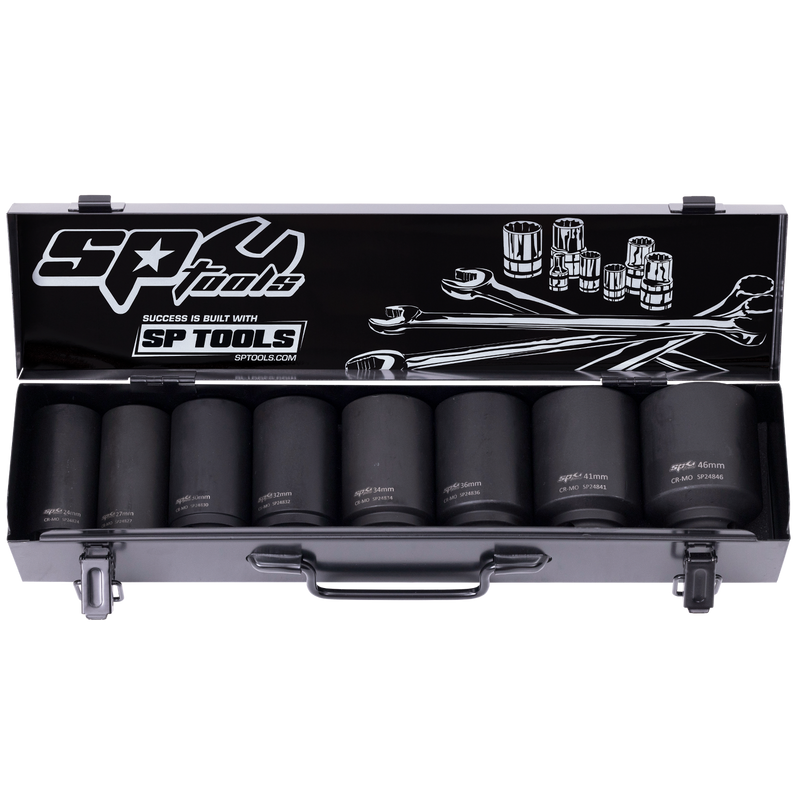 SP Tools 3/4" Drive Impact Socket Set - Deep - Metric Only - 6pt - 8pc