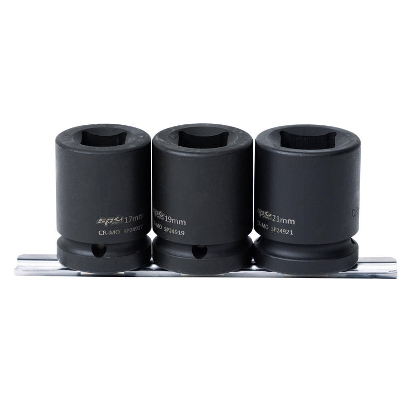 SP Tools Socket Rail Impact 3/4Dr Double Sq 3pc Metric