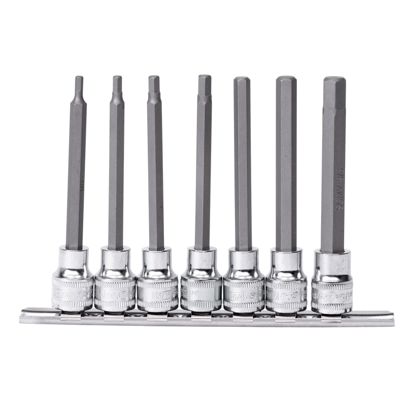 SP Tools Socket Rail - 3/8" Dr 100mm SAE Inhex Bit 7pc