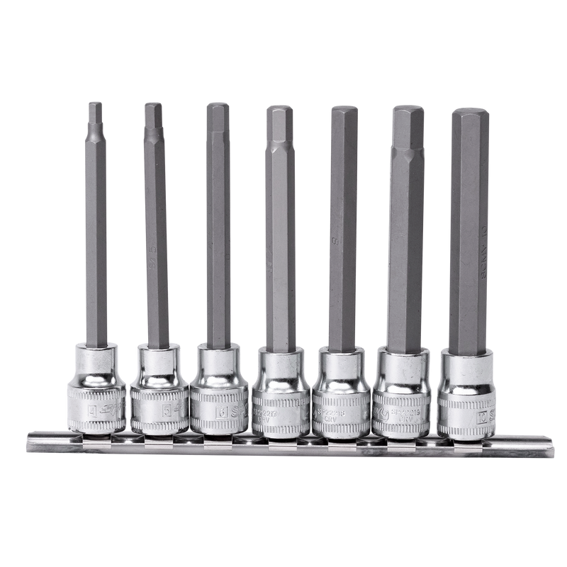 SP Tools Socket Rail - 3/8" Dr 100mm Metric Inhex Bit 7pc