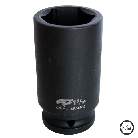 SP Tools 3/4" Drive Deep Impact Socket - 6pt SAE - Individual, Size: 2-1/4"