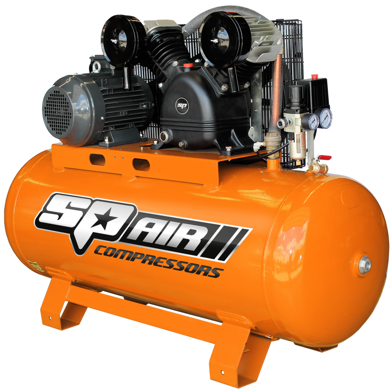 SP Tools Air Compressor - V-Twin Cast Iron Stationary - 5.5hp - 3 Phase - 200L Tank