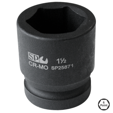 SP Tools 1-1/2" Drive Impact Socket - 6pt SAE - Individual, Size: 1-5/8"