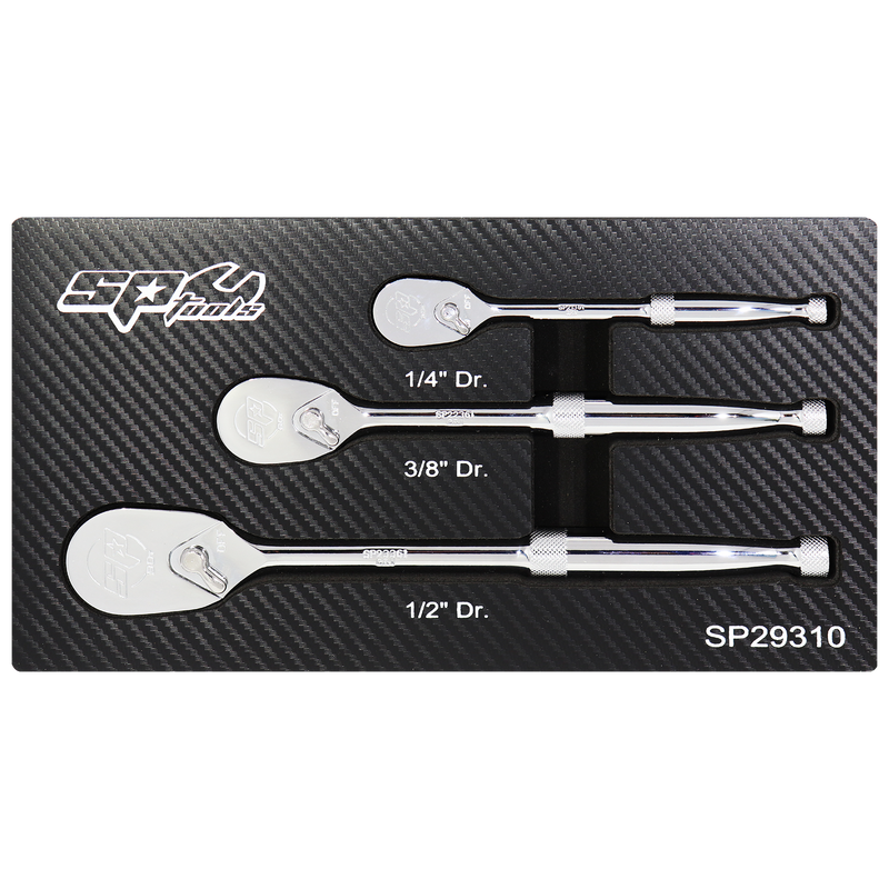 SP Tools 1/4", 3/8" & 1/2" Drive Ratchet Set - Sealed Head - Multi-Drive - 3pc