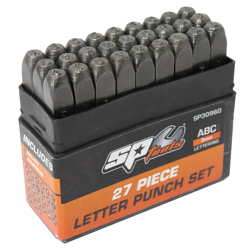 SP Tools Letter Punch Set - 3mm Lettering - 27pc