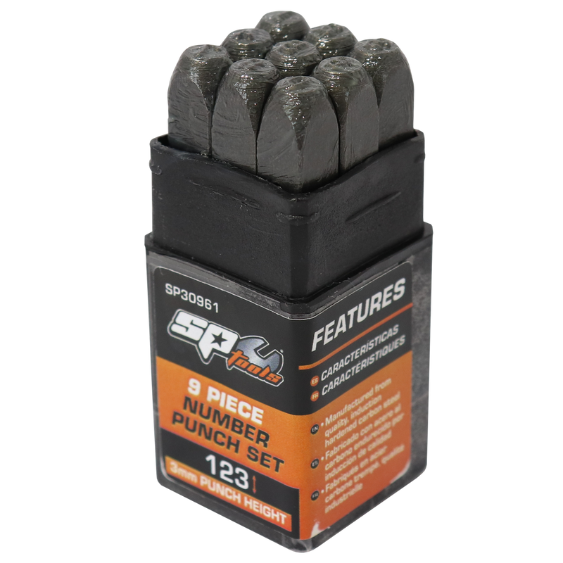 SP Tools Number Punch Set - 3mm Punch Height - 9pc