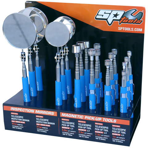 SP Tools Inspection Mirror & Pick-up Tool Set & Display Stand