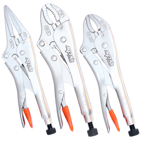 SP Tools Locking Plier Set - Long Nose and Curved Jaw - High Leverage - 3pc