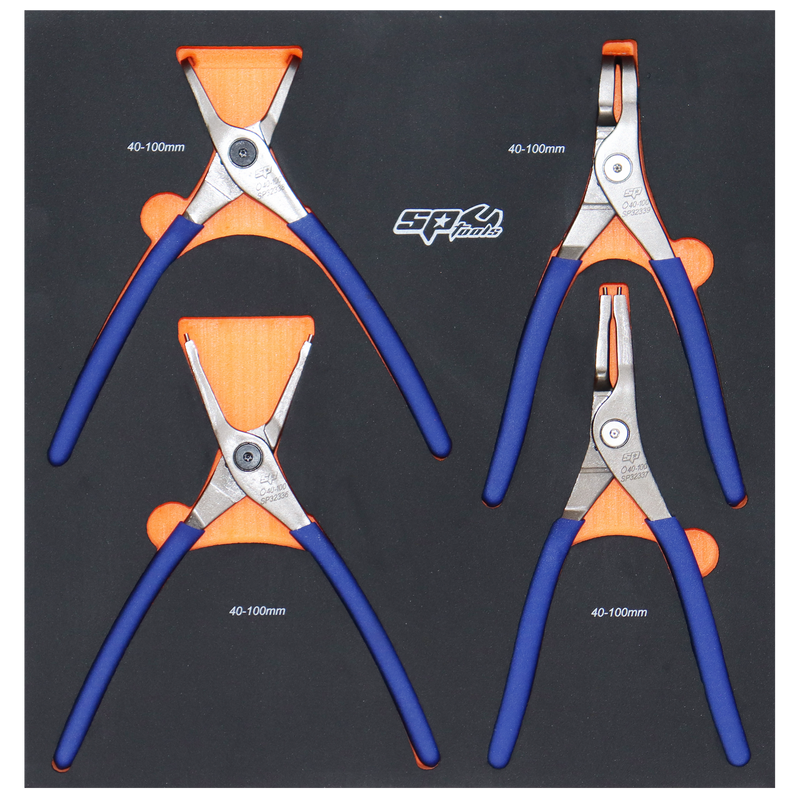 SP Tools Circlip Plier Set - 4pc - 2.2mm Tip Diameter - Sets 40-100mm