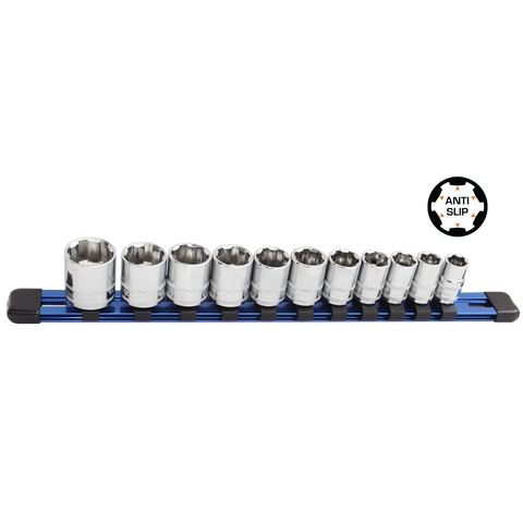 SP Tools 1/4" Drive Socket Rail Set - Xtreme Grip - Metric Only - 6pt - 11pc