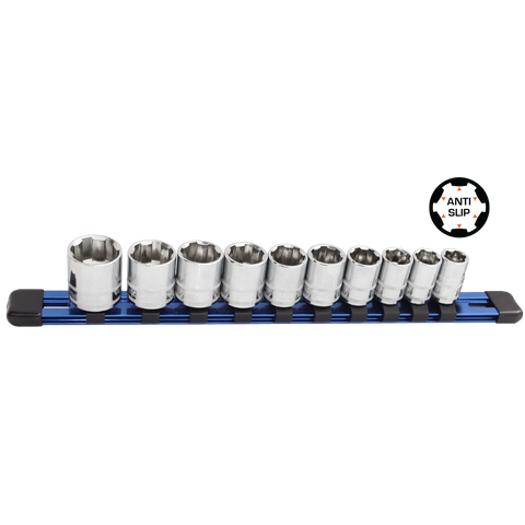 SP Tools 3/8" Drive Socket Rail Set - Xtreme Grip - Metric Only - 6pt - 10pc