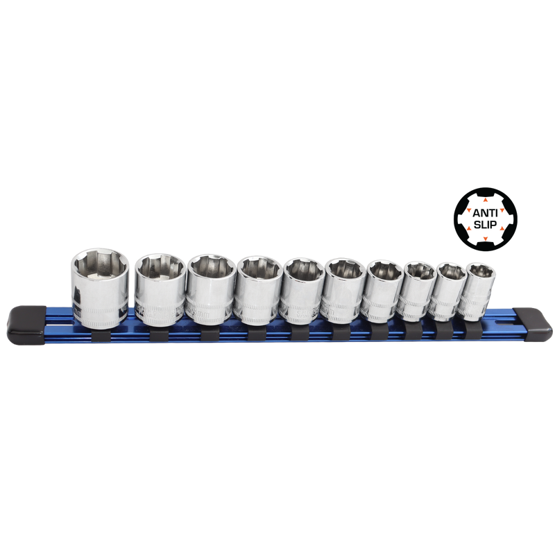 SP Tools 3/8" Drive Socket Rail Set - Xtreme Grip - Metric Only - 6pt - 10pc