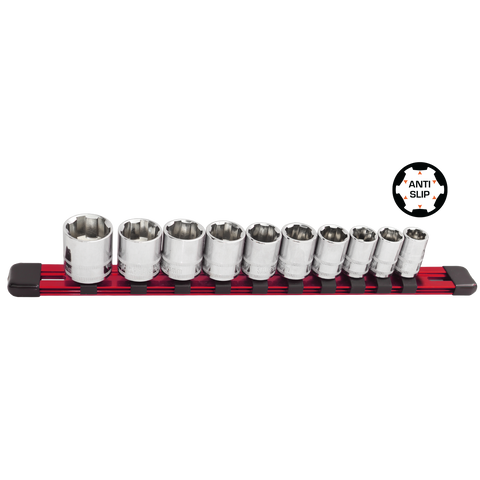 SP Tools 3/8" Drive Socket Rail Set - Xtreme Grip - SAE Only - 6pt - 10pc