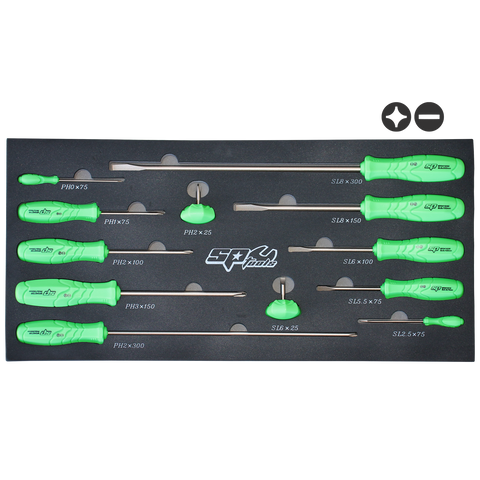 SP Tools JIS Screwdriver Set in EVA Foam Tray - 12pc