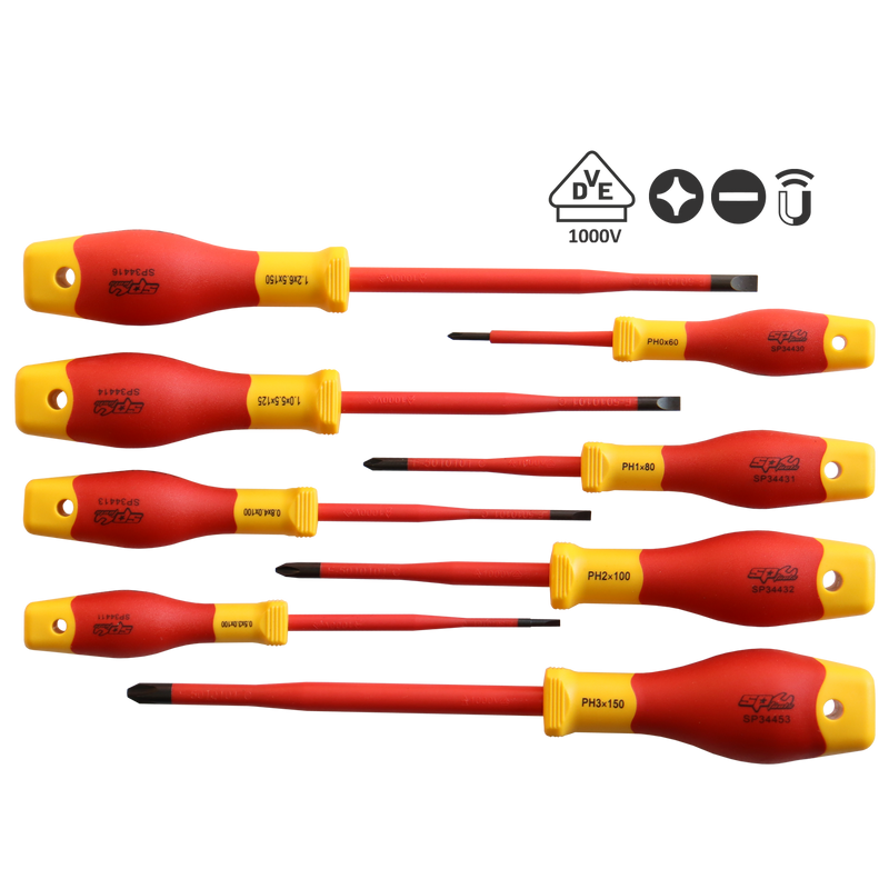 SP Tools VDE Insulated Electrical Screwdriver Set - 8pc