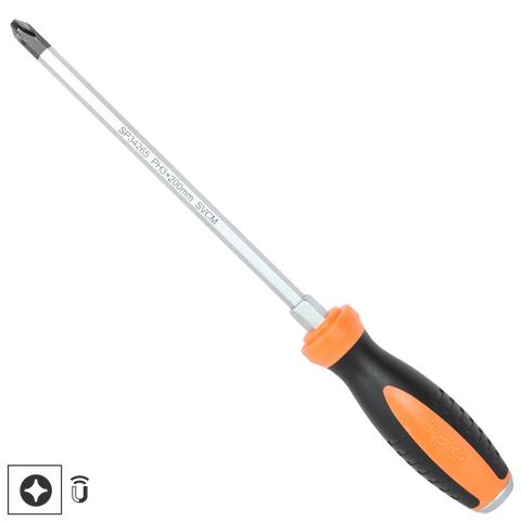 SP Tools Go Thru Screwdriver - Heavy Duty - Phillips - Individual, Size: #3 x 200mm