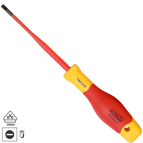 SP Tools VDE Insulated Electrical Screwdriver - Heavy Duty - Slotted - Individual, Size: 6.5 x 150mm