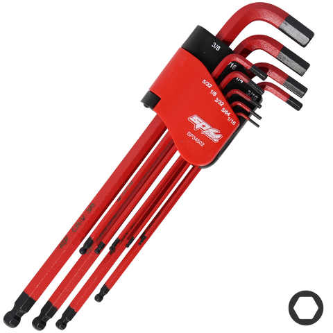 SP Tools Ball Drive Hex Key Set - SAE - Colour Coded - 9pc