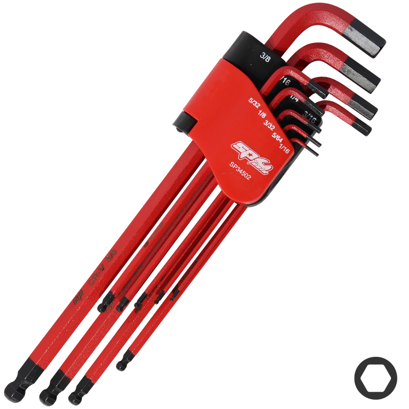SP Tools Ball Drive Hex Key Set - SAE - Colour Coded - 9pc
