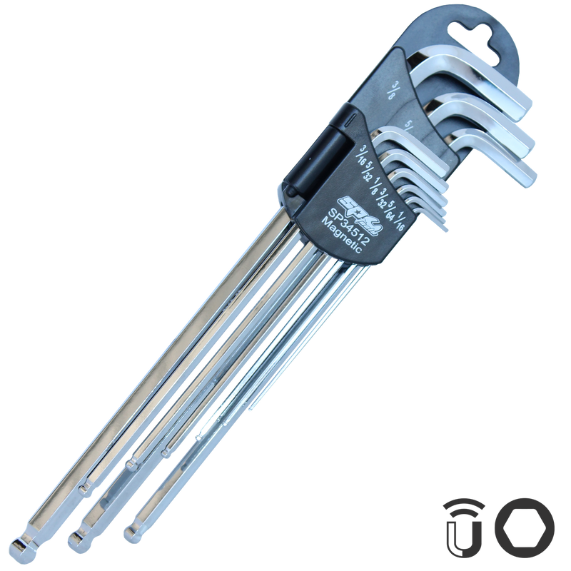 SP Tools Magnetic Ball Drive Hex Key Set - SAE - Chrome - 9pc