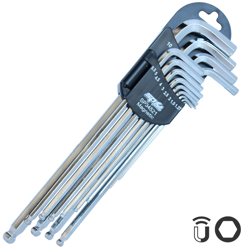 SP Tools Magnetic Ball Drive Hex Key Set - Metric - Chrome - 13pc