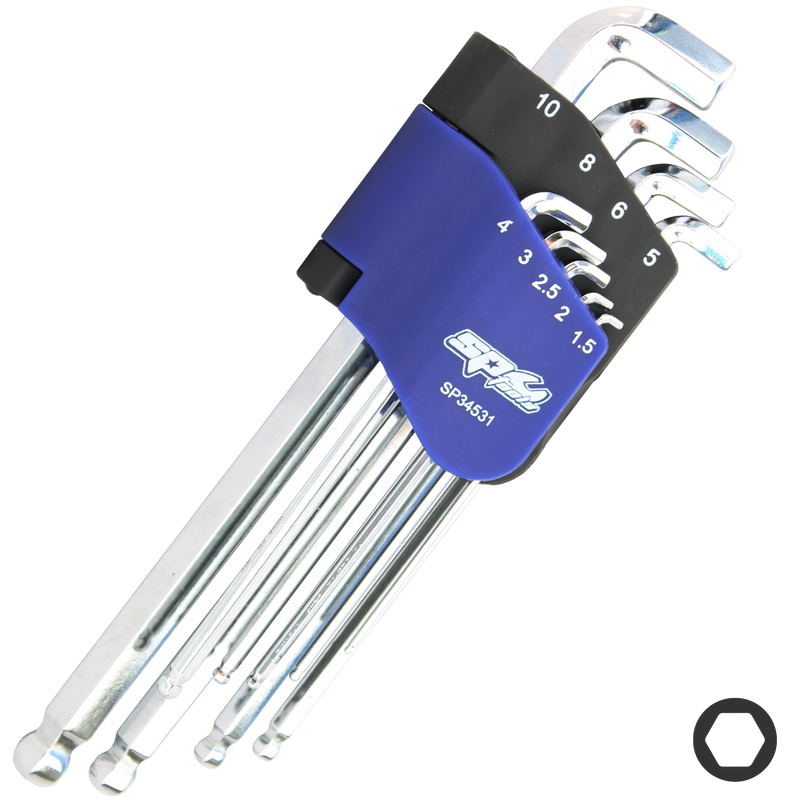 SP Tools Key Set 9pc Metric Stubby Ball Drive Hex SP34531