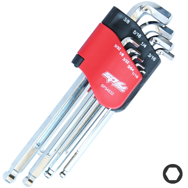 SP Tools Key Set 9pc SAE Stubby Ball Drive Hex SP34532