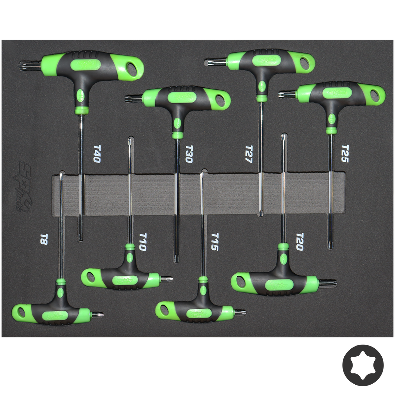 SP Tools 8Pc T-Handle Key Set in EVA Foam Torx Colour