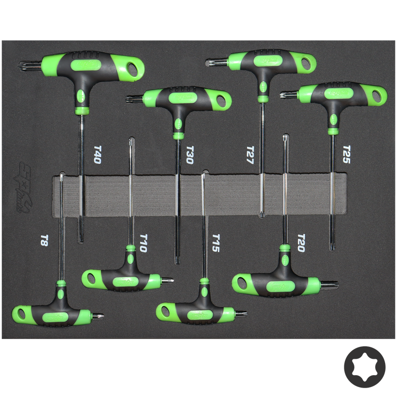 SP Tools T-Handle Key Set in EVA Foam - Torx - Colour Coded - 8pc