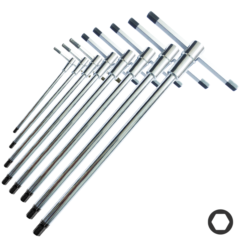 SP Tools T-Handle Sliding Hex Key Set - Metric - 8pc