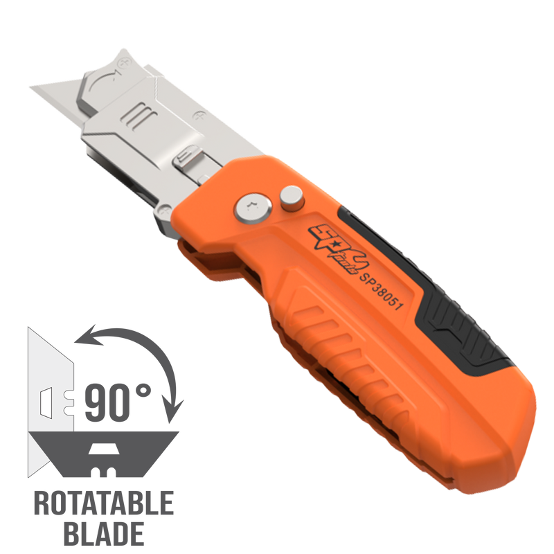 SP Tools Folding Lock-Back Utility Knife/Scraper W/90Deg