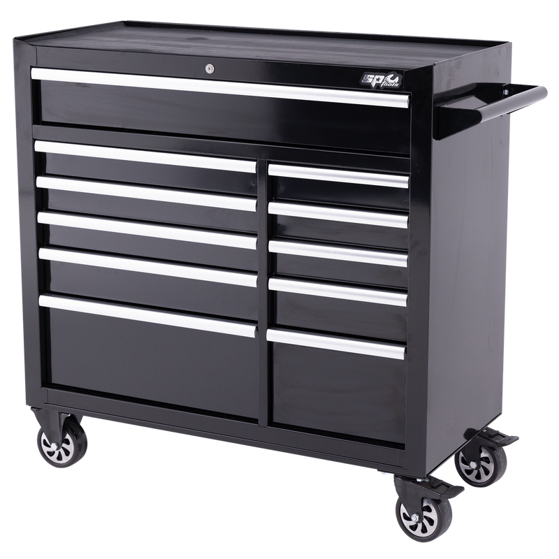 SP Tools Custom Series Roller Cabinet - 11 Drawer - Black/Chrome
