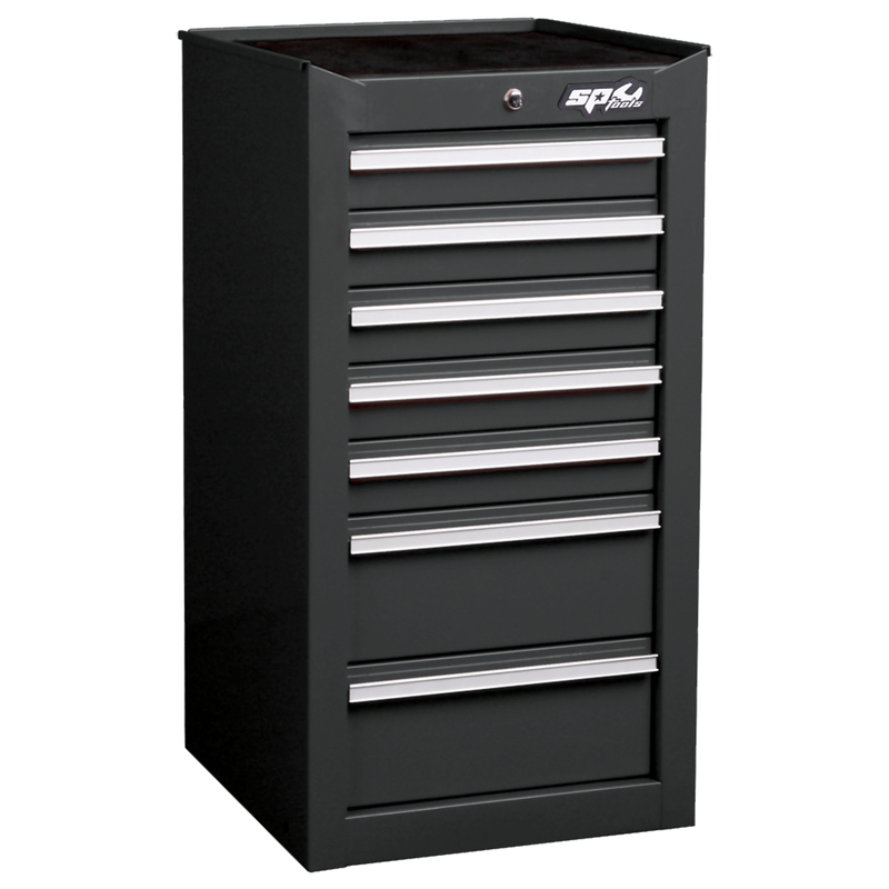 SP Tools Custom Series Side Cabinet - 7 Drawer - Black/Chrome