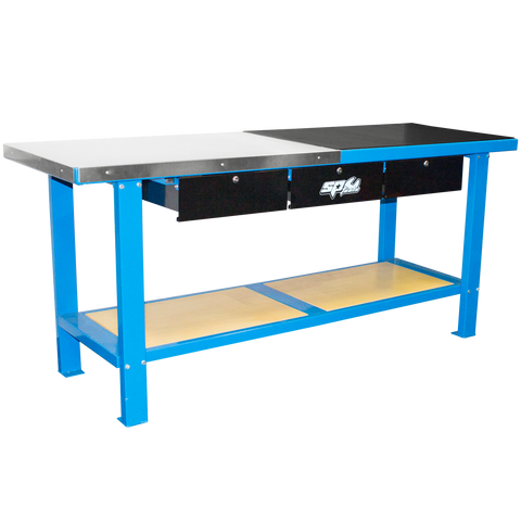 SP Tools Heavy Duty Workshop Bench - 3 Drawer - Blue/Black