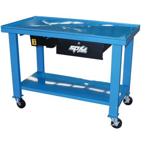 SP Tools Professional Engine Tear Down Bench - 1 Drawer + Fluid Receiver Drawer - Blue/Black