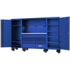 SP Tools 114" USA Sumo Series Workstation - Roller Cabinet, Top Hutch & 2x Side Cabinets - Blue/Black
